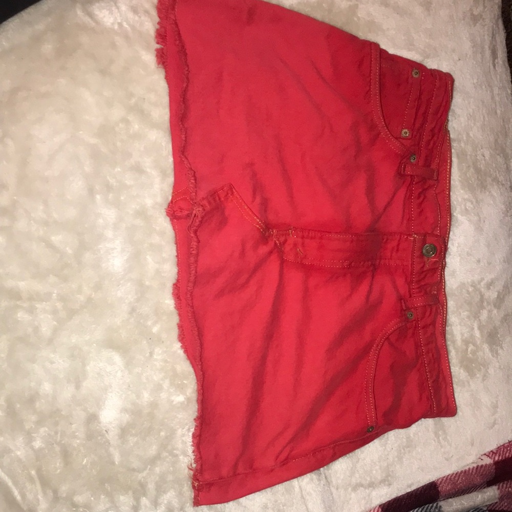 Red jean skirt